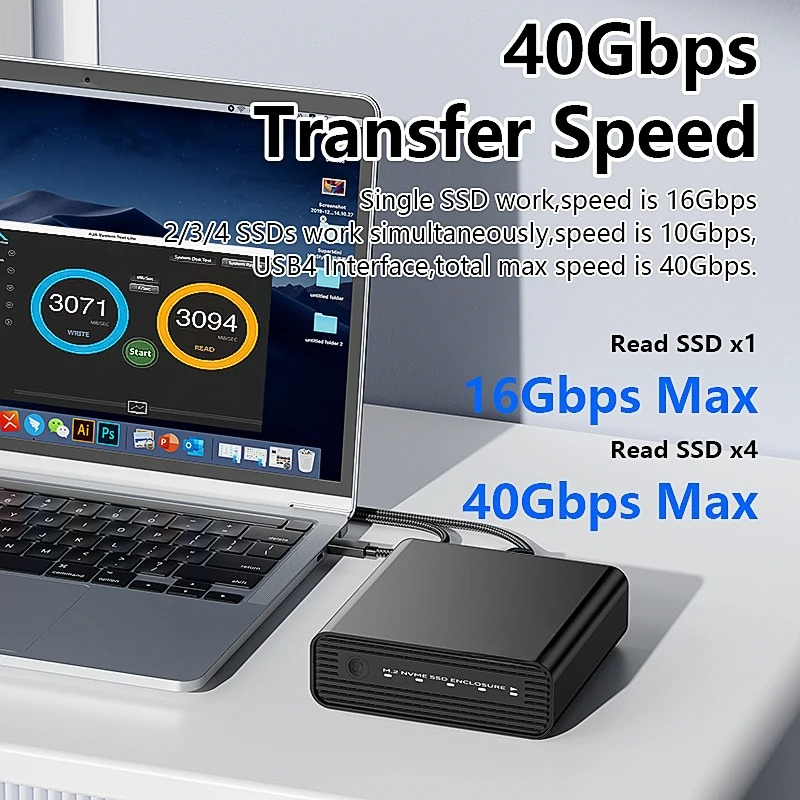 Aluminum M2 4-Bay USB4 Externa - External Nvme Ssd ulasan dan harga