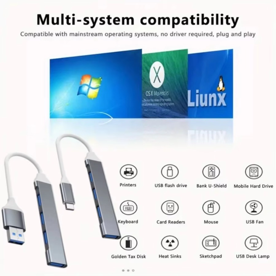 4 in 1 USB HUB USB-C HUB 4 Por - Mac Laptop Accessories ulasan dan harga